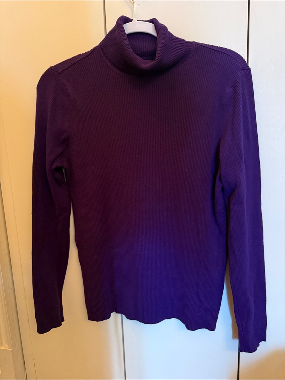 Chico's Deep Purple Ribbed Turtleneck Sweater